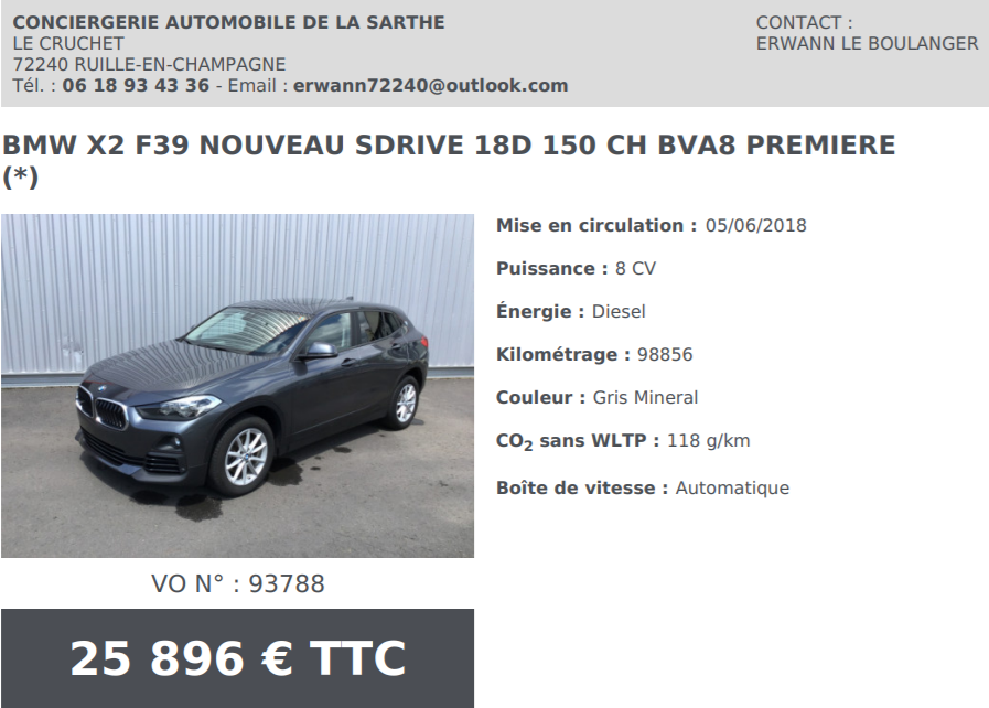 Bmw x2 f39 nouveau sdrive 18d 150ch bva8