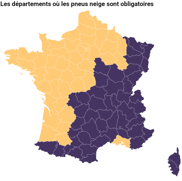 Carte de france departement pneus hiver