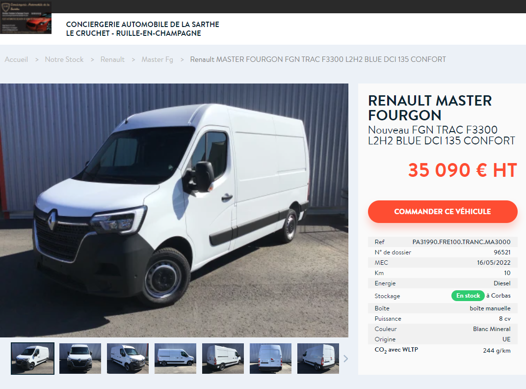 Renault master fourgon fgn trac f3300 l2h2 blue dci 135 confort 35090 